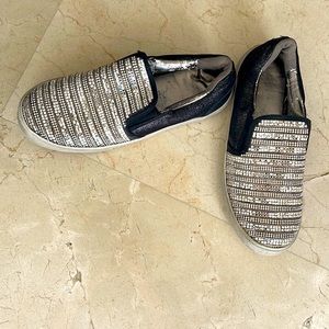 STUART WEITZMAN BLACK VANCE GLITZ SNEAKER